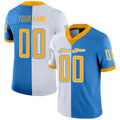 Custom Powder Blue Gold-White Split Fashion Football Jersey