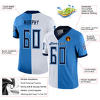 Custom Powder Blue Navy-White Split Fashion Football Jersey