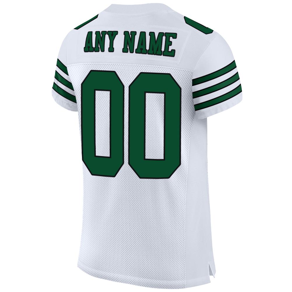 Custom White Grass Green-Black Mesh Authentic Football Jersey