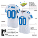 Custom White Panther Blue-Light Gray Mesh Authentic Football Jersey